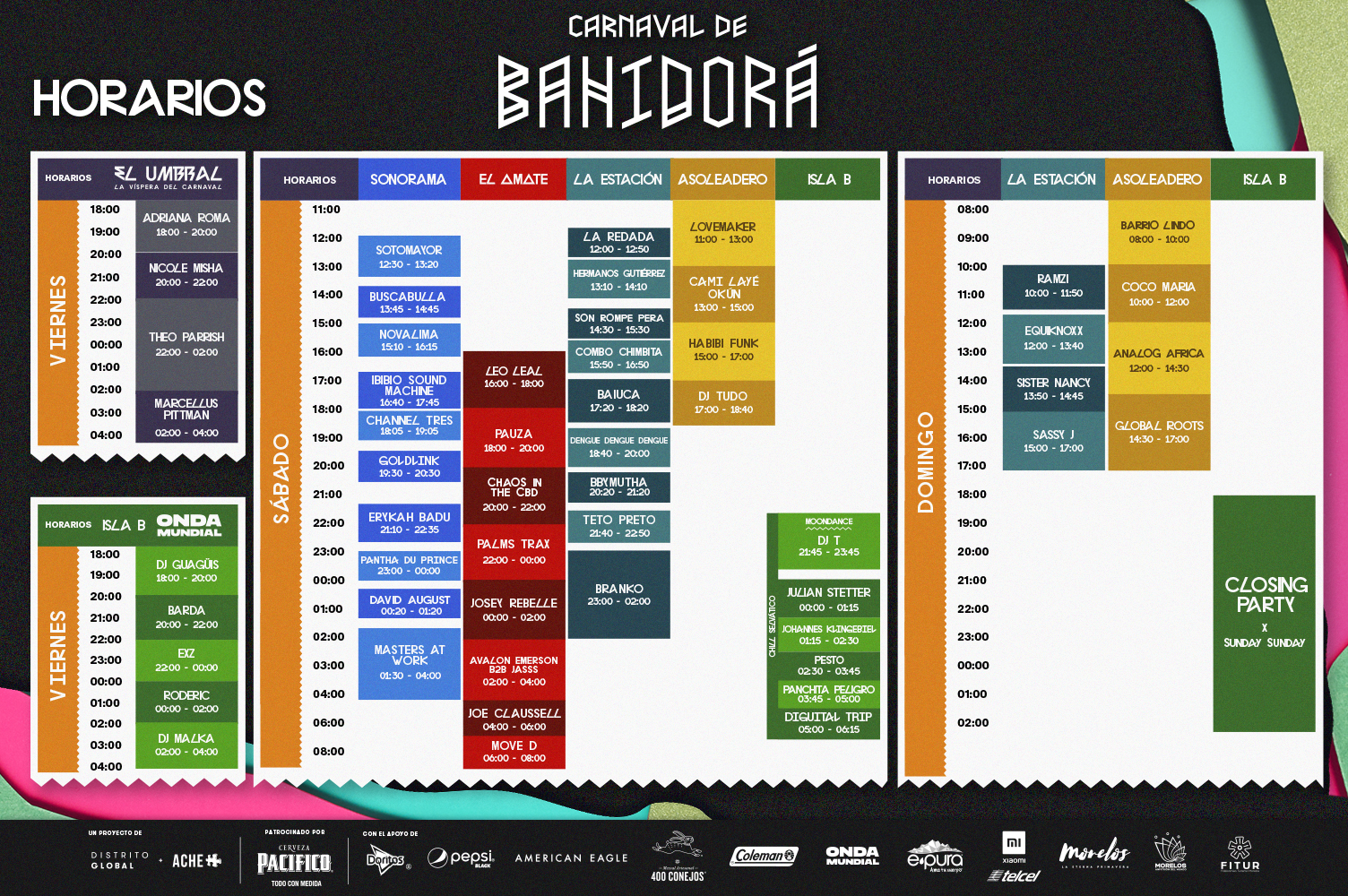 Horarios del Bahidorá 2020