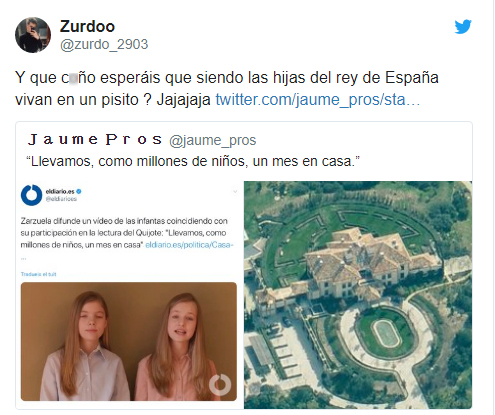 tweet hijas del rey de españa coronavirus