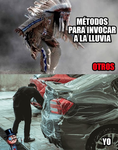 Lluvia lavar el coche meme