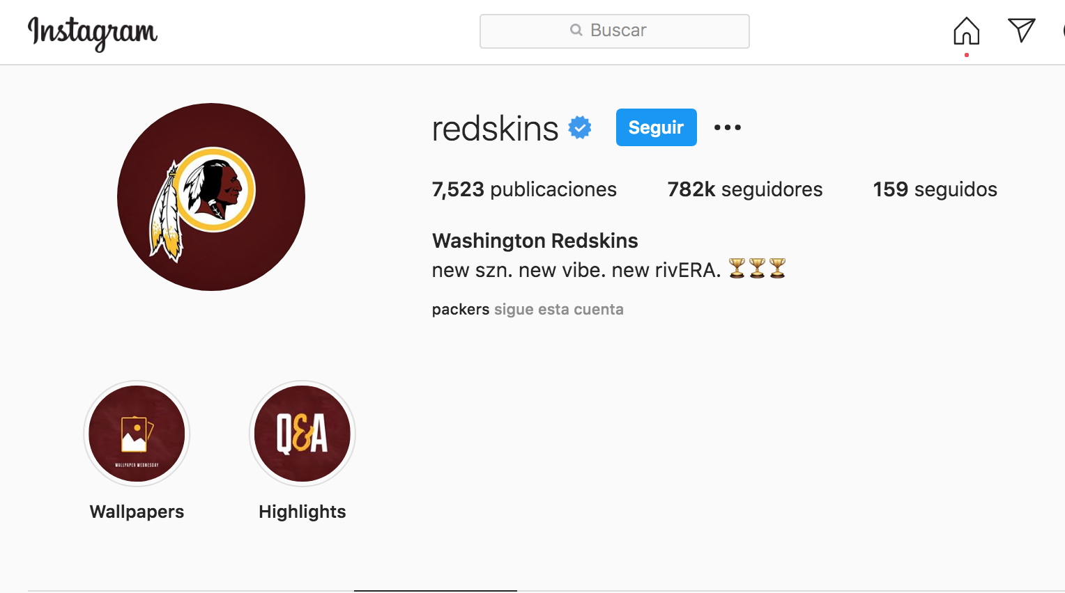 Washington Redskins instagram