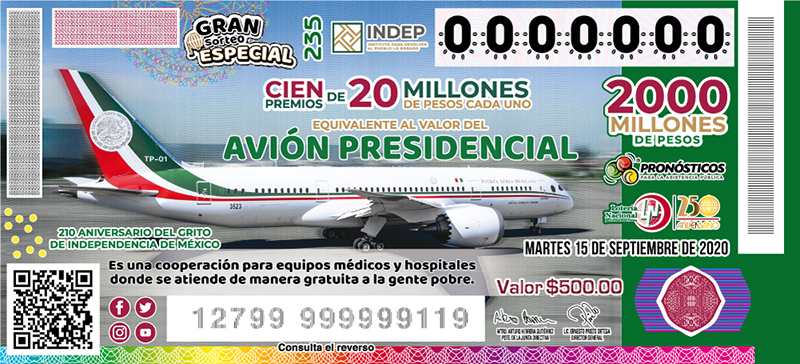 rifa avión presidencial