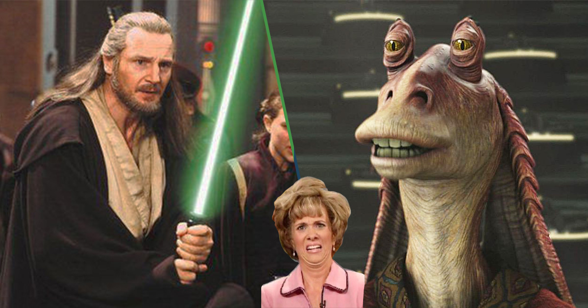 Cover Liam Neeson Jar Jar Binks Star Wars La Amenaza Fantasma