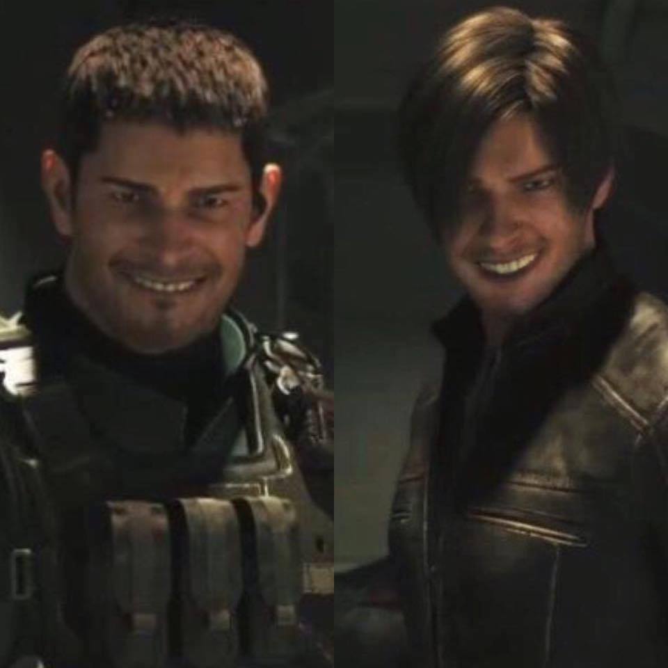 chris redfield leon s. kennedy smile